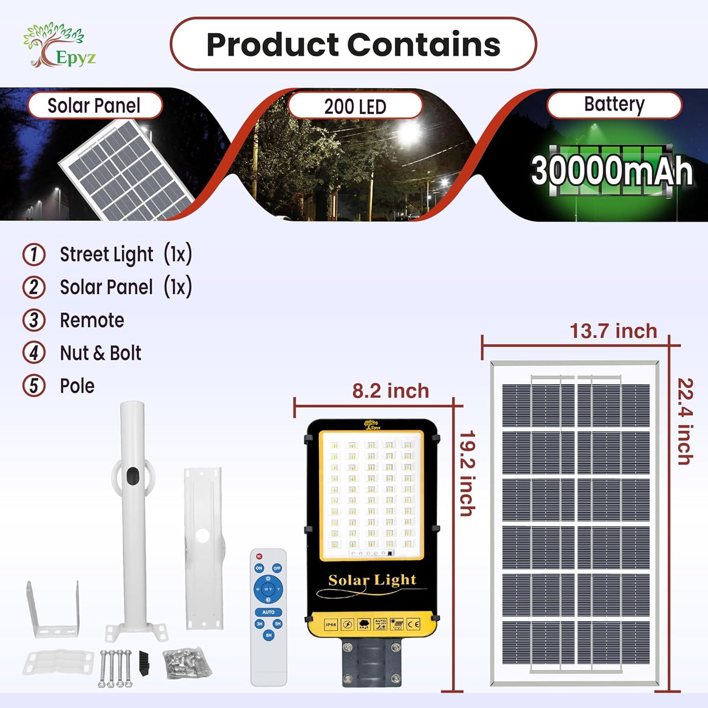 200 WATT SEMI-INTEGRATED SOLAR STREET LIGHT ALUMINIUM BODY