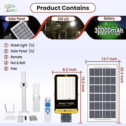 200 WATT SEMI-INTEGRATED SOLAR STREET LIGHT ALUMINIUM BODY
