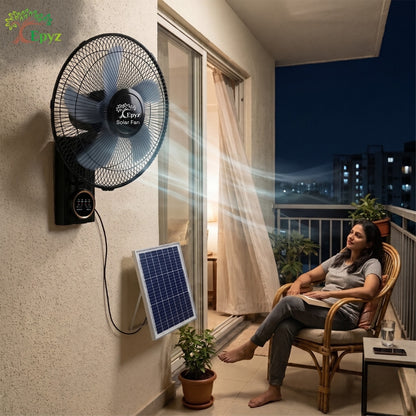 SOLAR PORTABLE & ADJUSTABLE BLACK WALL FAN - FS298