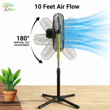 SOLAR POWERED PORTABLE  & RECHARGEABLE FAN - 14 INCH ALUMINIUM BODY (PEDESTAL FAN)