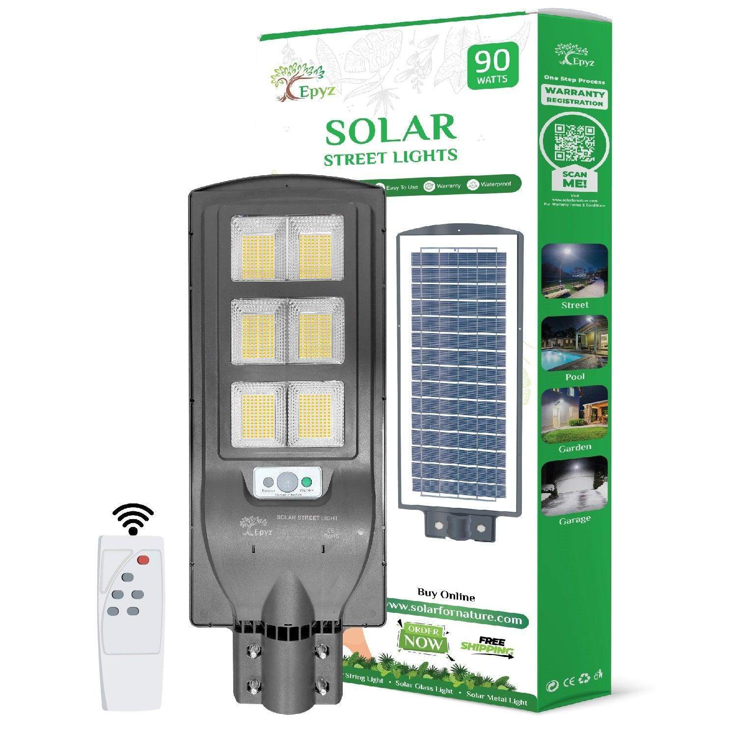 90 Watt Solar Grey Street Warm Lights With Motion Sensor  (Without Pole)