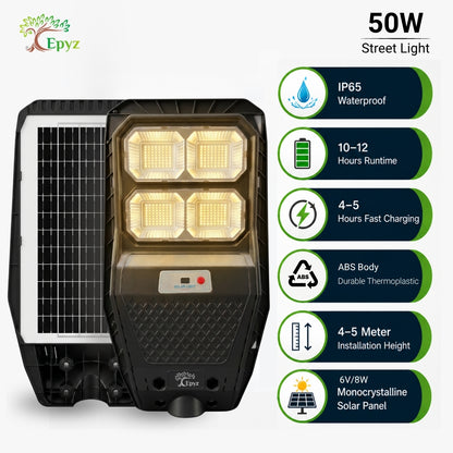 50 Watt Hexagon Solar Street Warm Light for Garden (Warm Light)