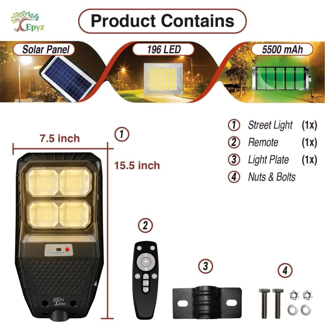 50 Watt Hexagon Solar Street Warm Light for Garden (Warm Light)