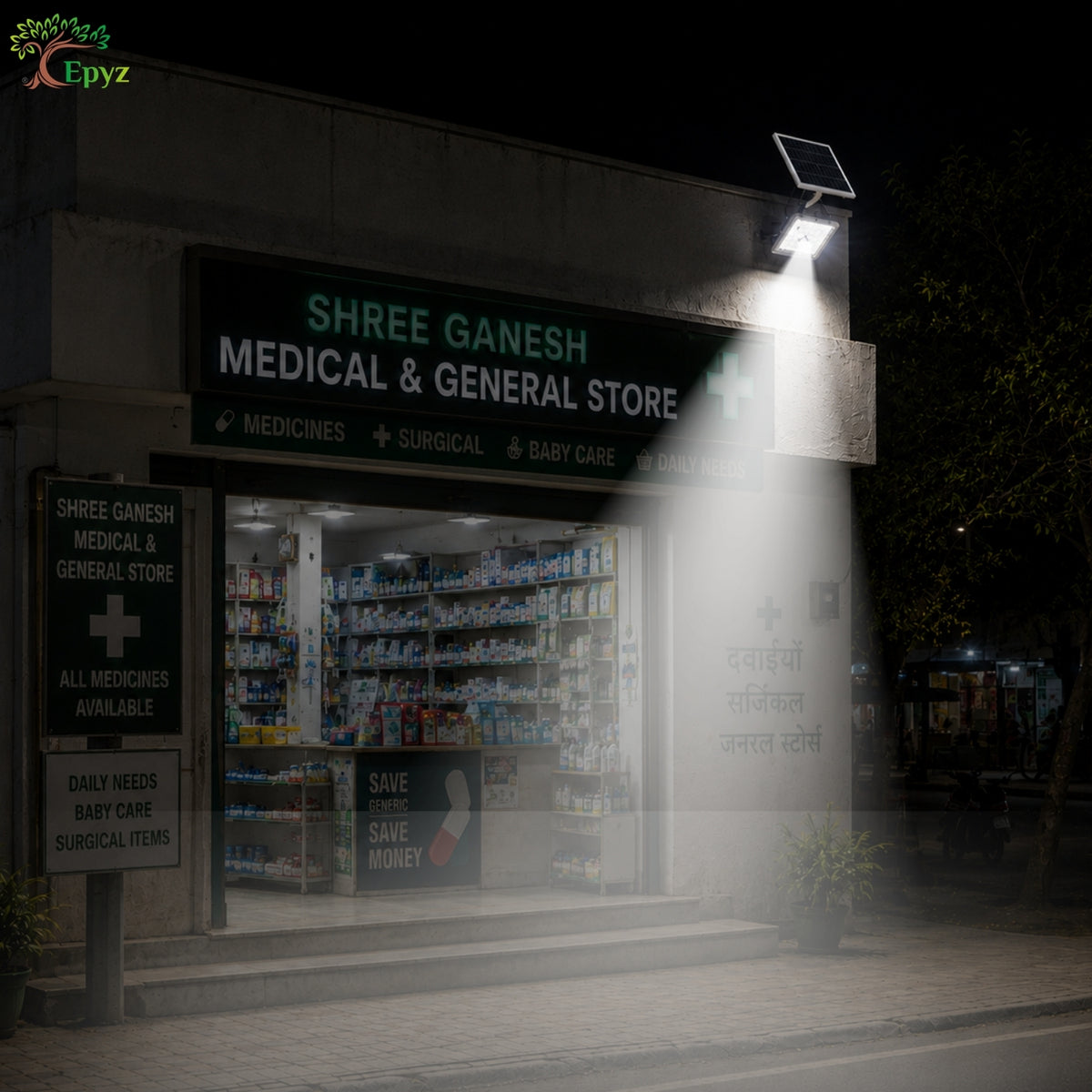 100 WATT SOLAR FLOOD LIGHT WITH MOTION SENSOR (33 LED)