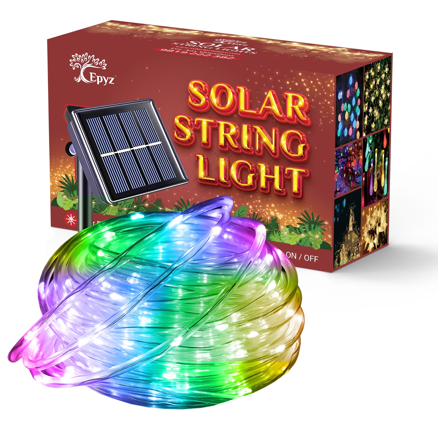 Solar Led Rope Lights Multicolour (50 Led) - Epyz – Solar For Nature