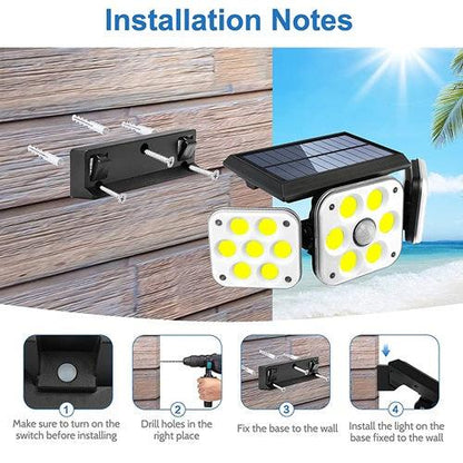 Solar Security Light | Solar 3 Head Motion Sensor Cob Light