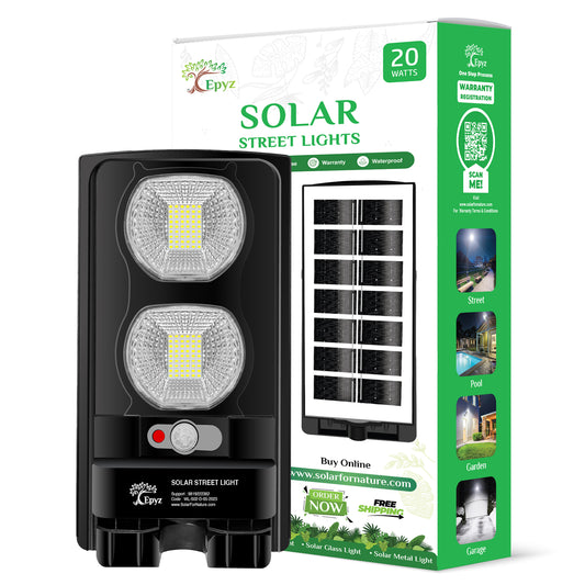 Solar Street Light For Garden Outdoor 20 Watt (White Light)