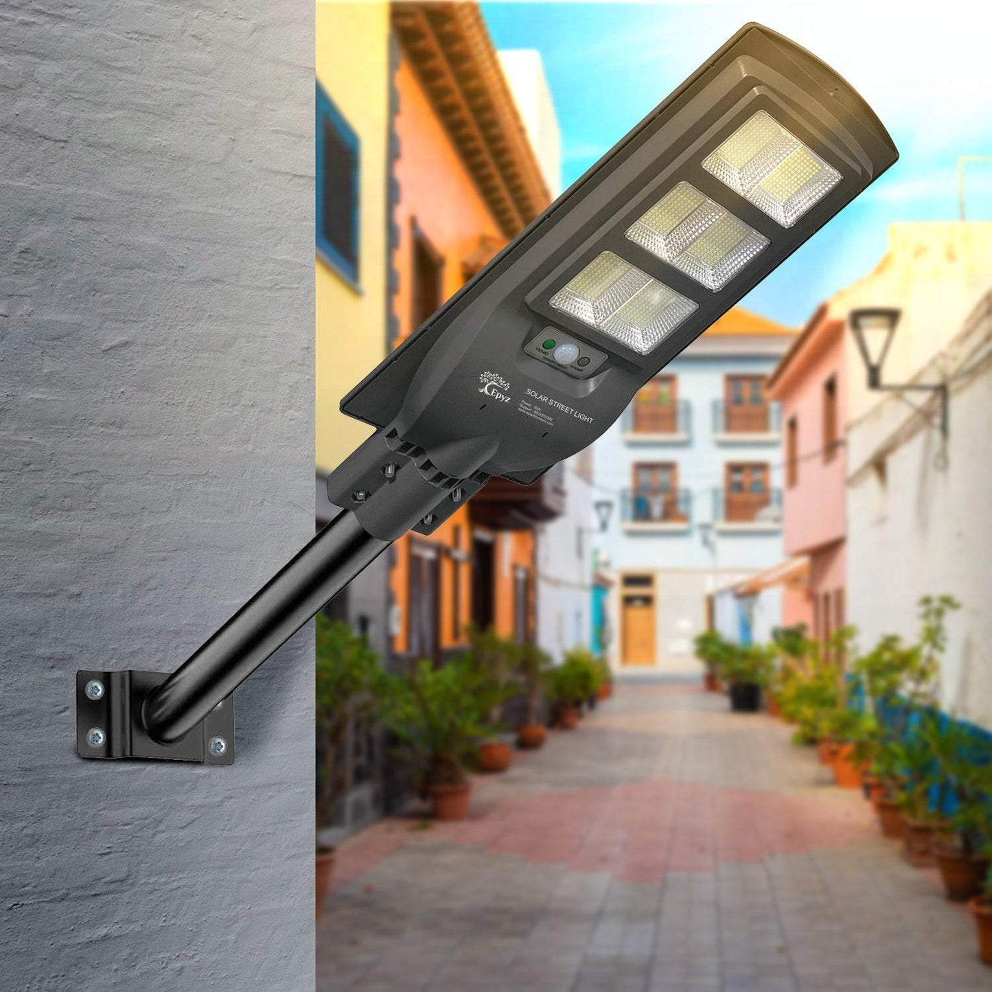 90 Watt Solar Grey Street Warm Lights With Motion Sensor  (Without Pole)