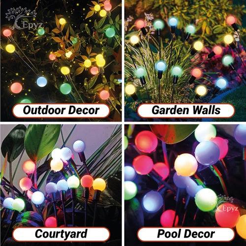 10 LED Solar Firefly Multicolor Lights