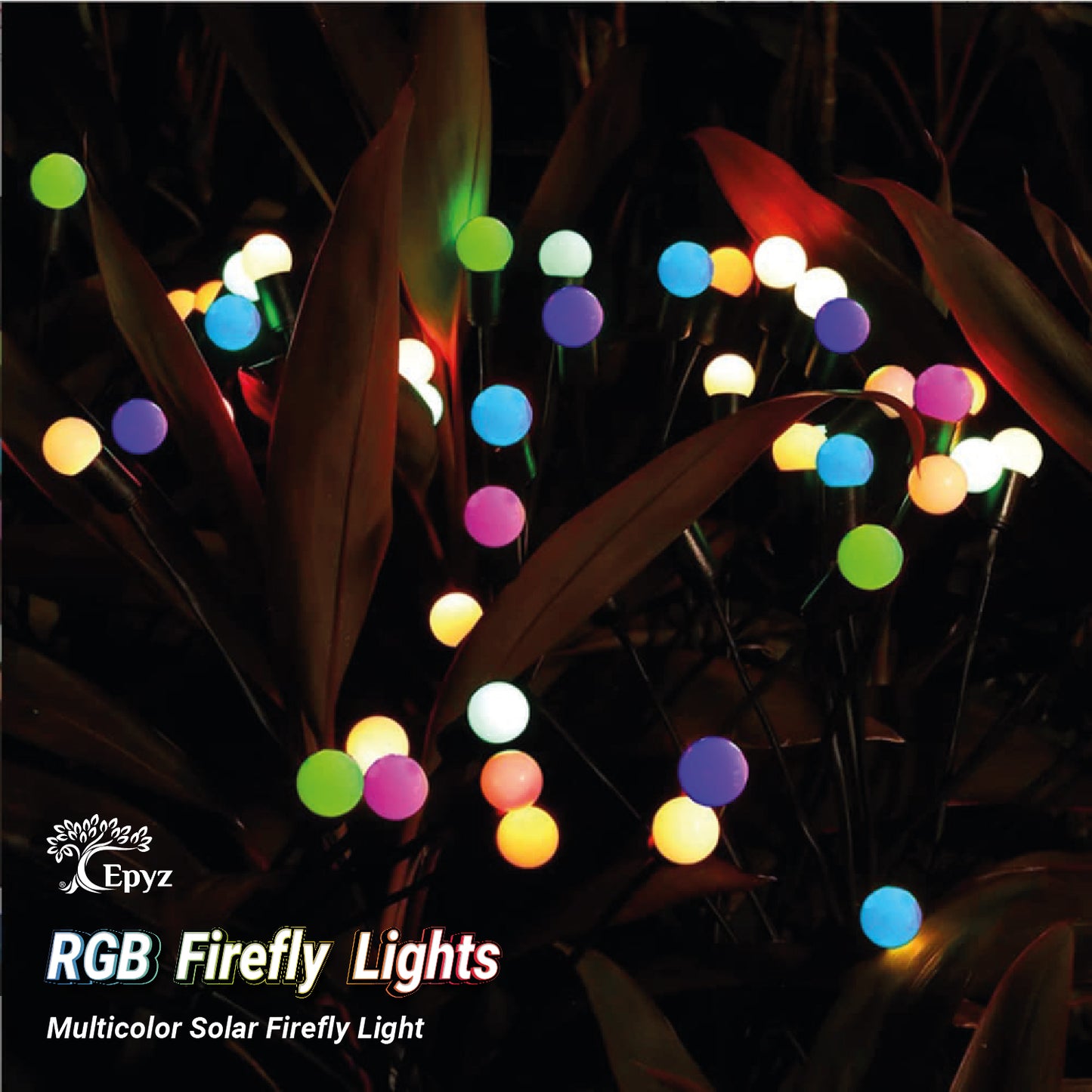 6 LED Solar Firefly Multicolor Lights