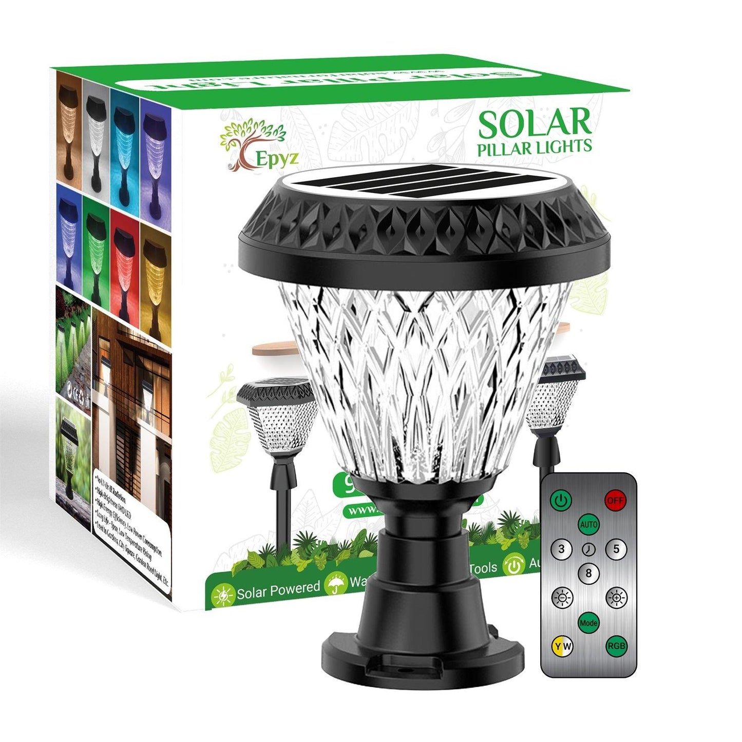 Solar Pillar Lights | Led Round Pillar Lights in Multicolor