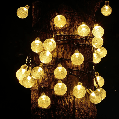 Led Ball Lights For Decoration | Solar Yellow Crystal Ball Lights