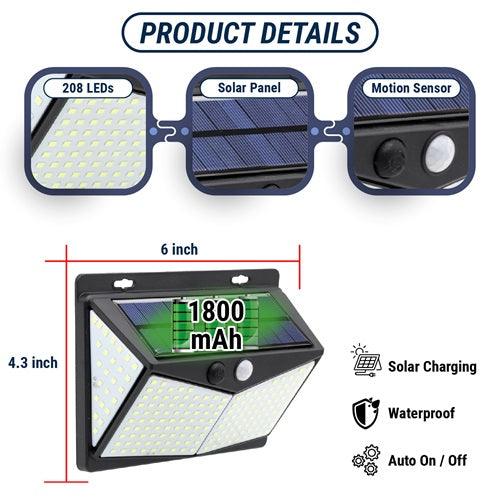 Solar Motion Sensor Light For House | Motion Sensor Light 208 LED