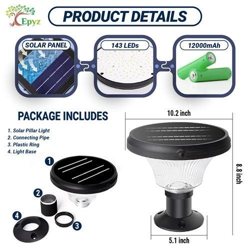 Pillar Light For House | Solar Round Pillar Light 152 Led