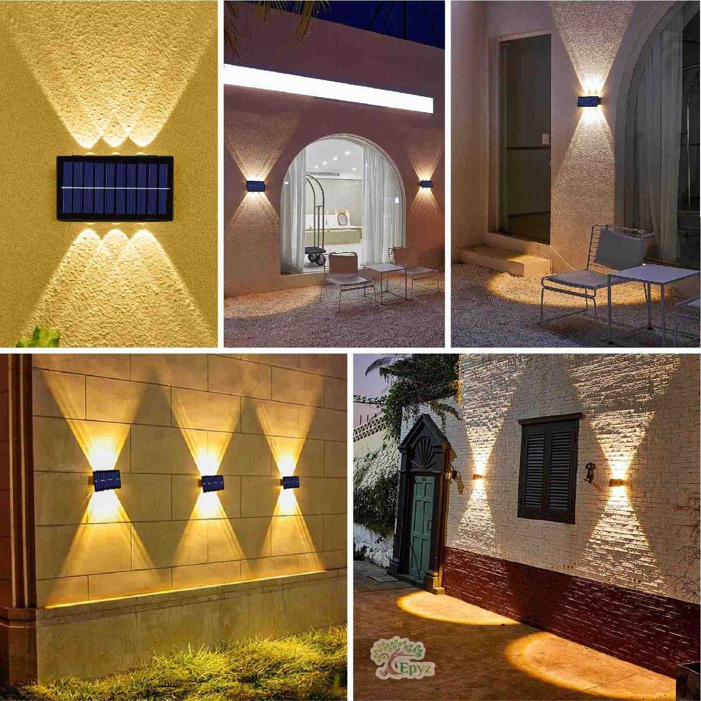 Solar Wall Lights Warm Yellow Light
