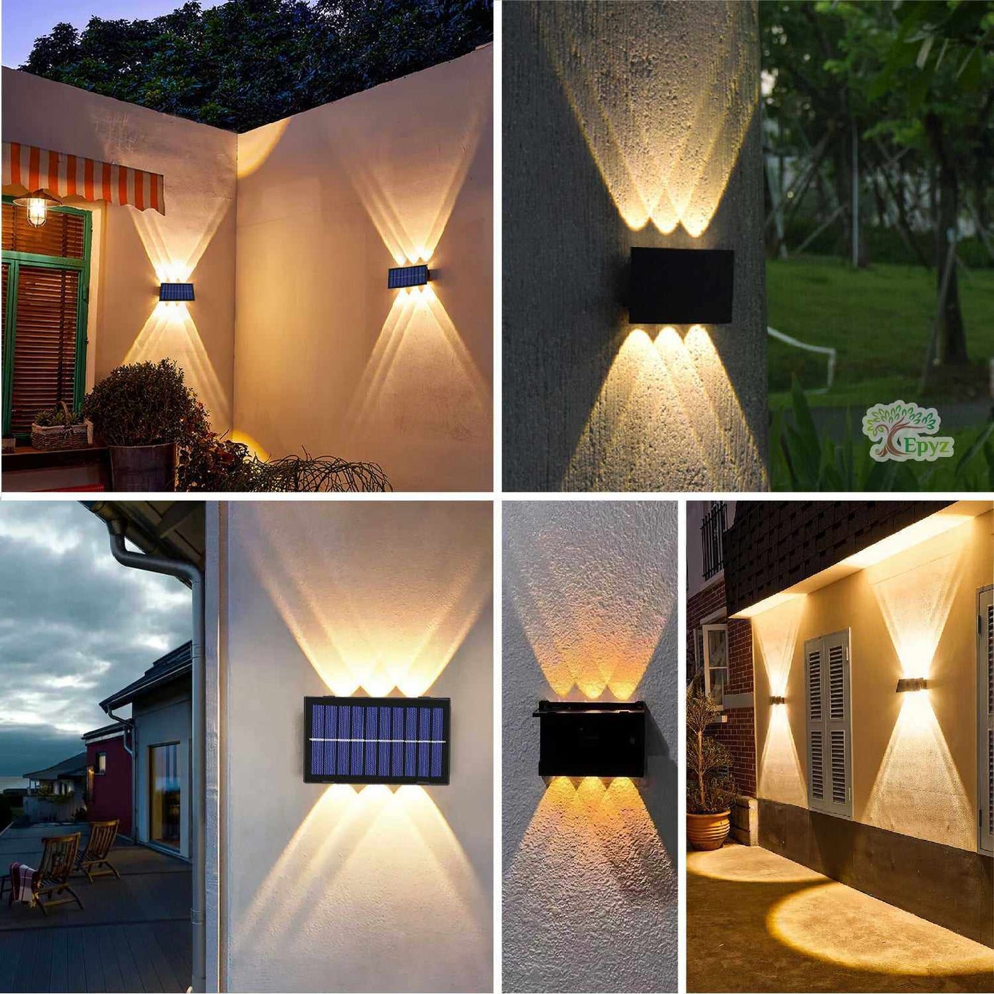 Solar Wall Lights Warm Yellow Light