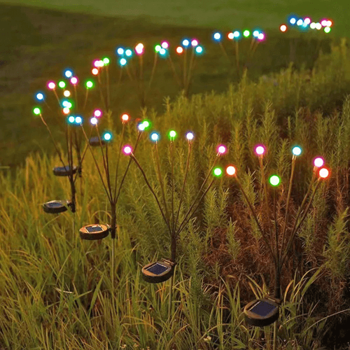 10 LED Solar Firefly Multicolor Lights