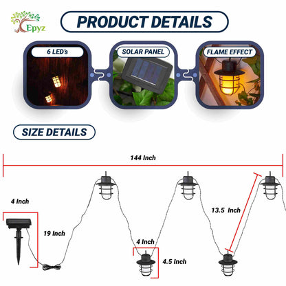 Solar String Flickering Hanging Lights Warm Yellow( Buy 1 Get 1 Free ! )