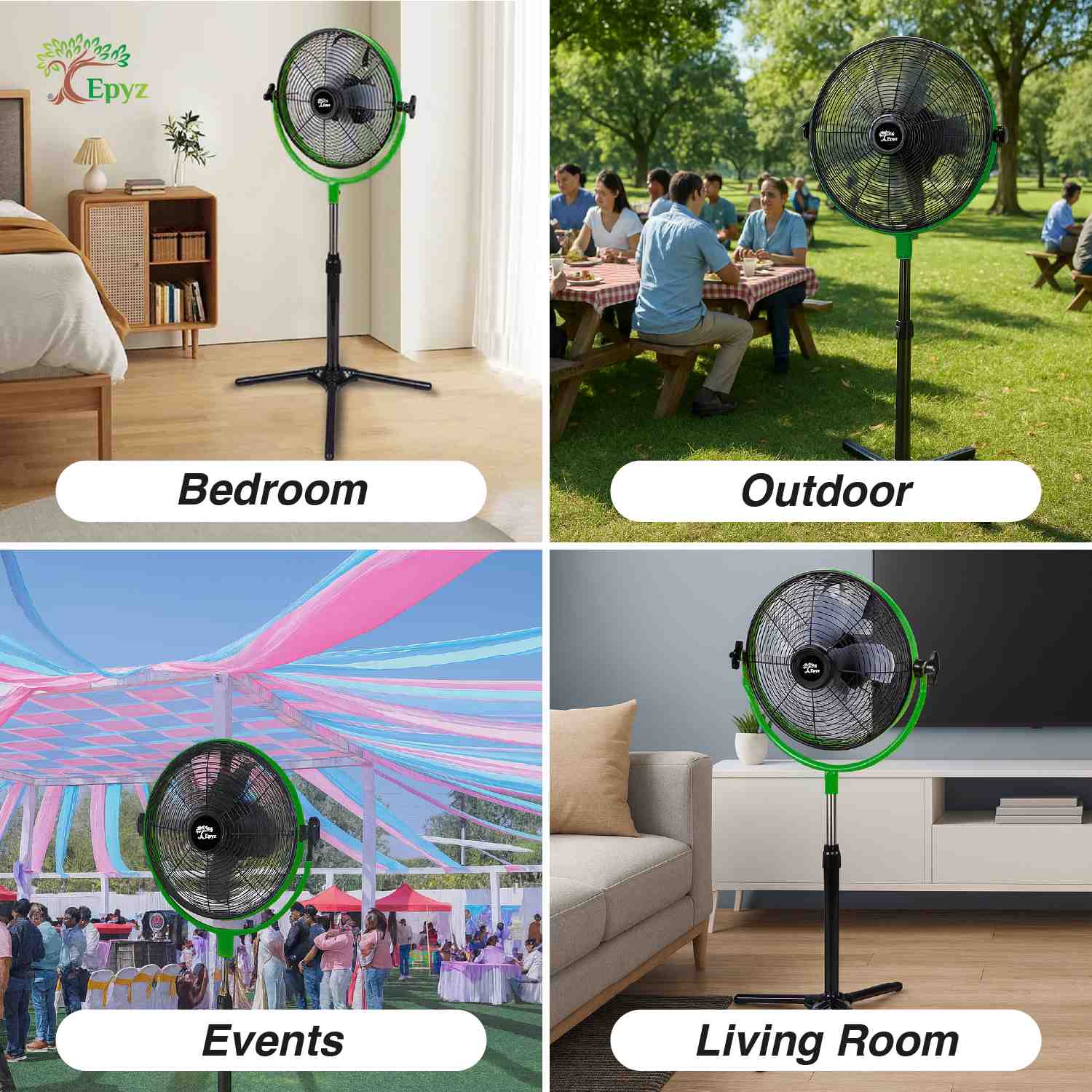 SOLAR POWERED PORTABLE & RECHARGEABLE FAN - 14 INCH ALUMINIUM BODY (PEDESTAL FAN)
