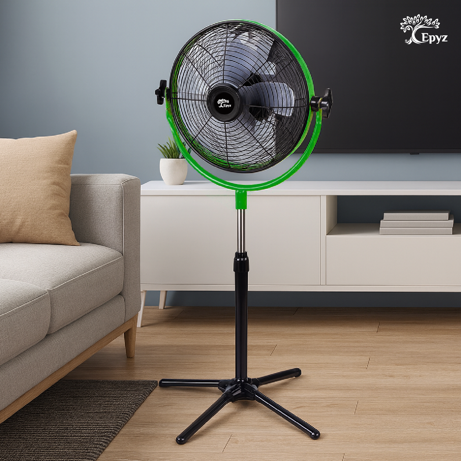 SOLAR POWERED PORTABLE & RECHARGEABLE FAN - 14 INCH ALUMINIUM BODY (PEDESTAL FAN)
