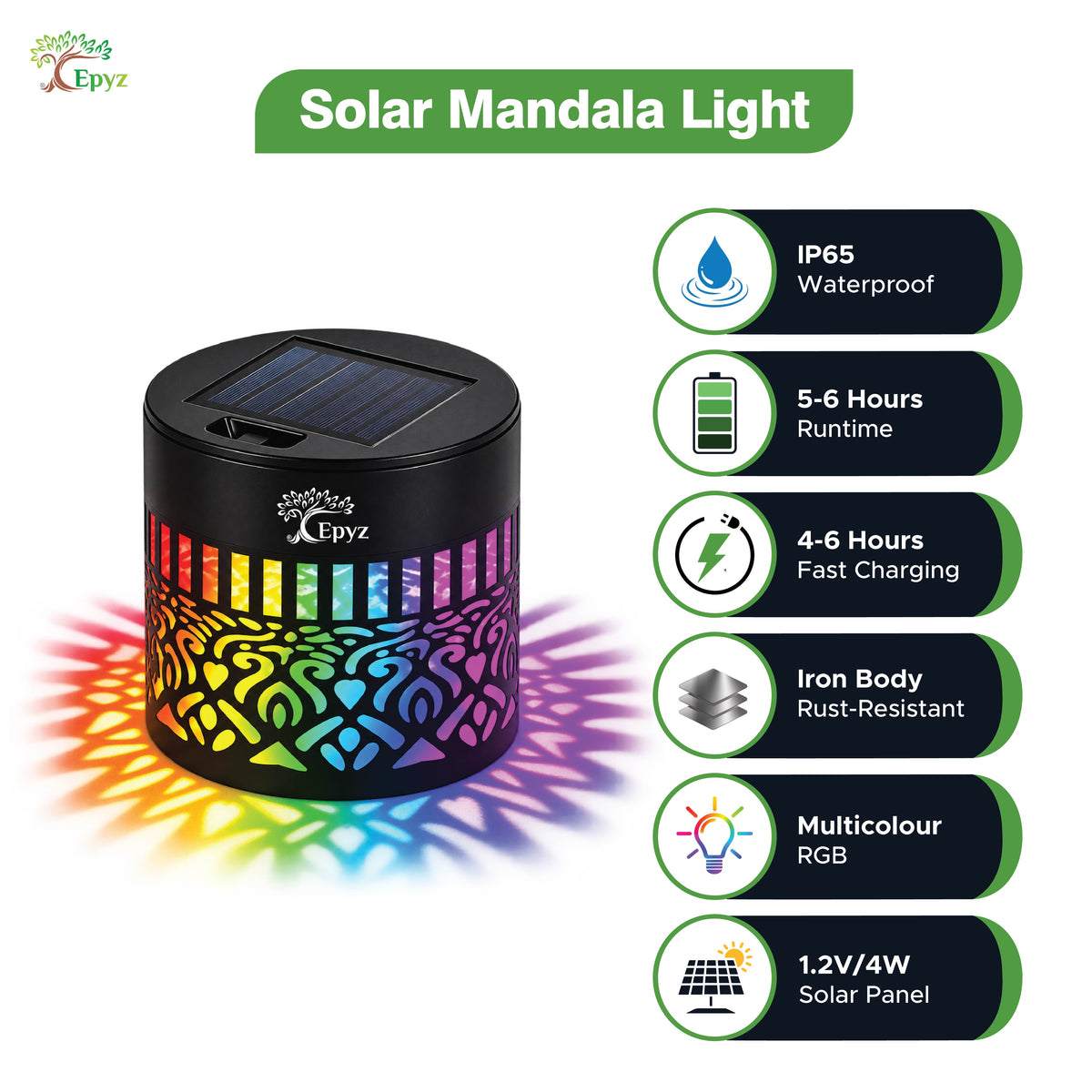 SOLAR MANDALA FENCE LIGHT, OUTDOOR MULTICOLOUR
