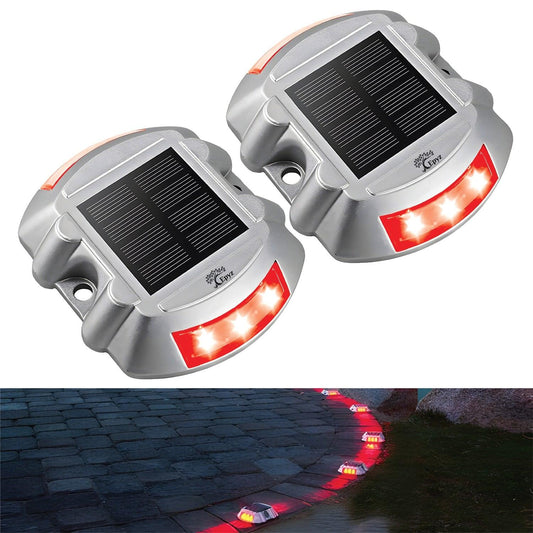 Solar Road Stud Round Red Light  (Pack of 2)