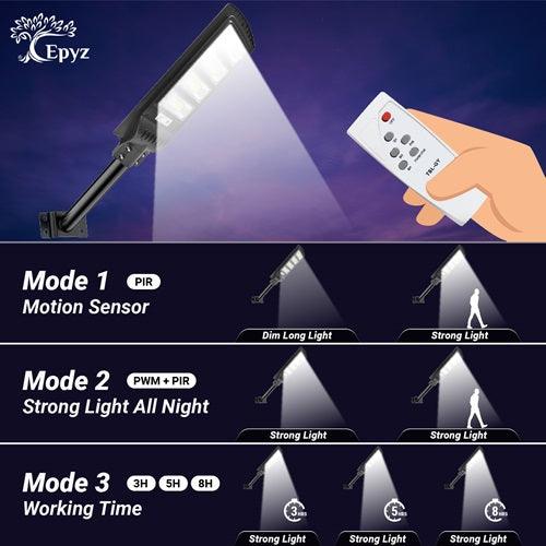 120 Watt Solar Street Light for Outdoor With Pole (White Light)