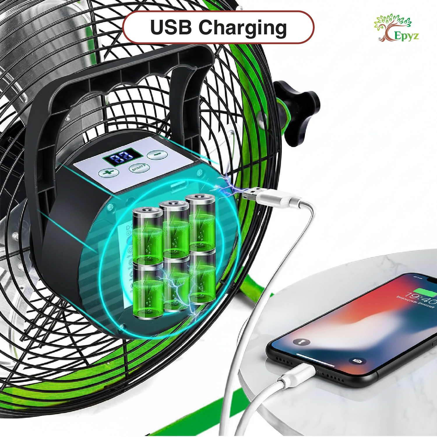 SOLAR POWERED PORTABLE  & RECHARGEABLE FAN - 14 INCH ALUMINIUM BODY (TABLE FAN )