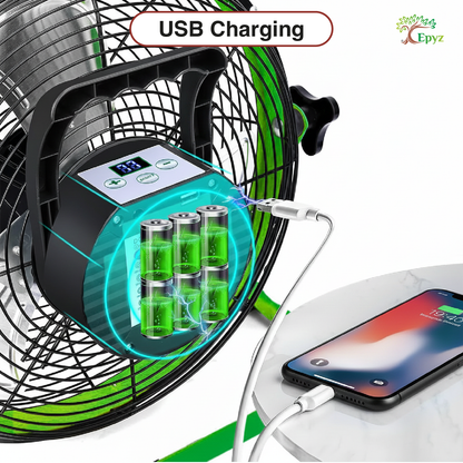 SOLAR POWERED PORTABLE  & RECHARGEABLE FAN - 14 INCH ALUMINIUM BODY (TABLE FAN )