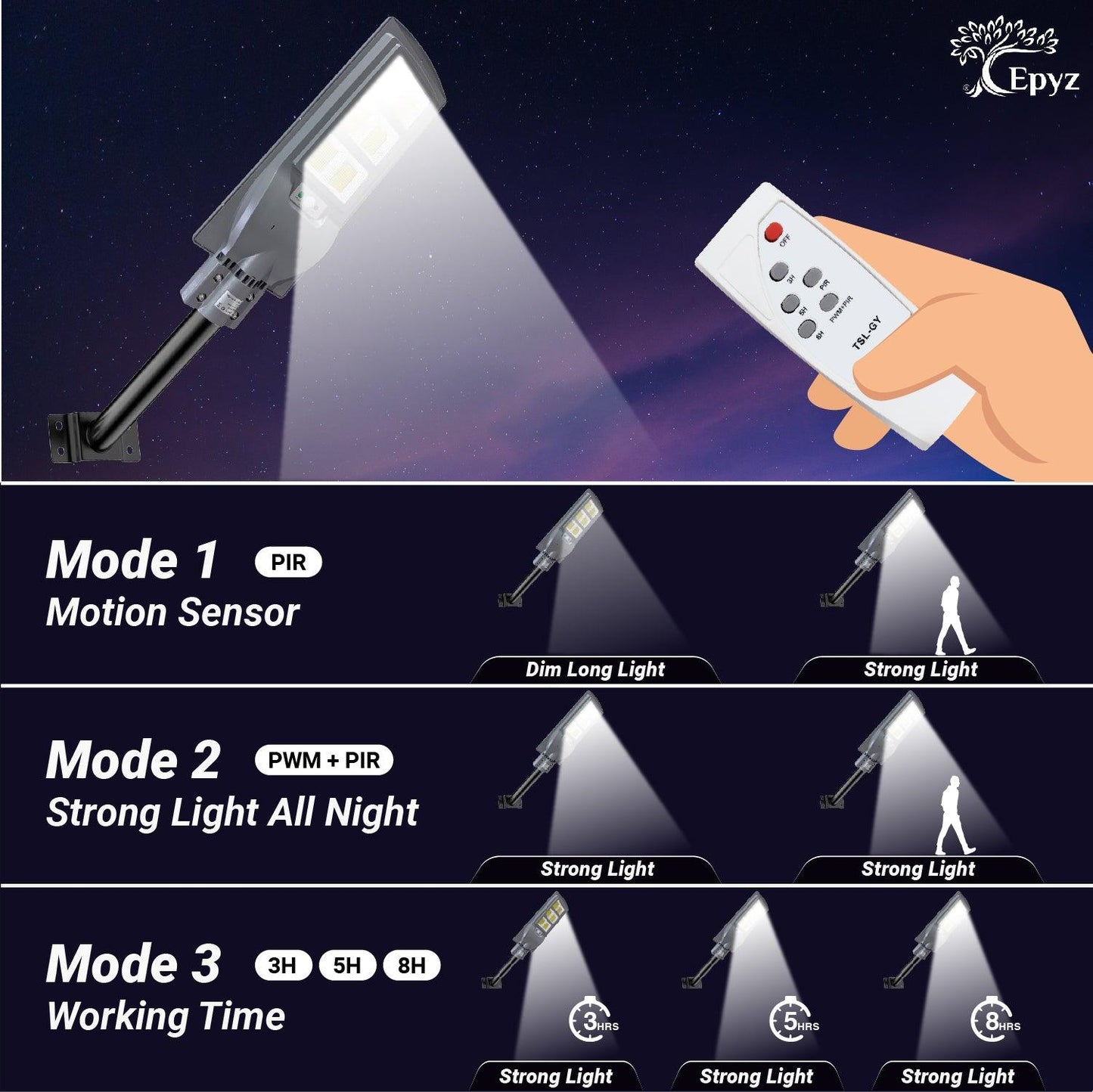 90 Watt Solar Street Light for Outdoor (White Light)