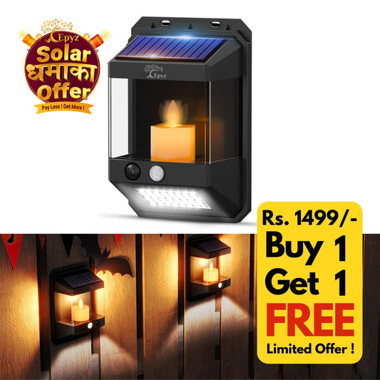 Solar Flame Wall Light with Motion Sensor (Buy 1 Get 1 Free)