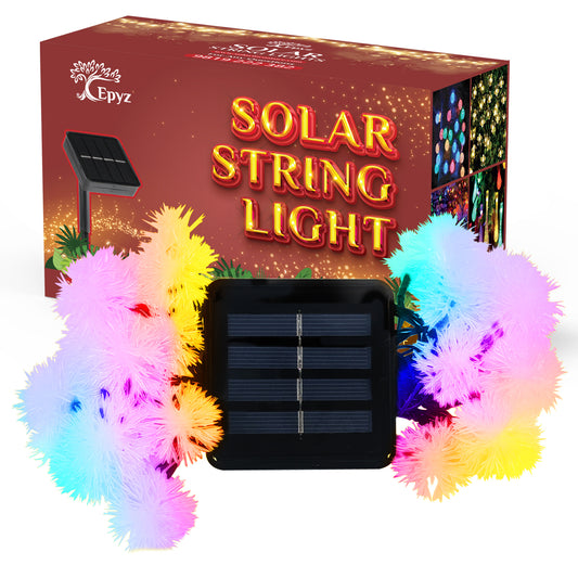 30 LED Solar Snow Ball String Light (Multicolour Light)