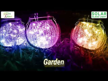 Solar Hanging 20 LED Glass Jar Multi Color Light