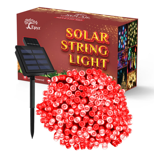 100 LED Solar Red String Light