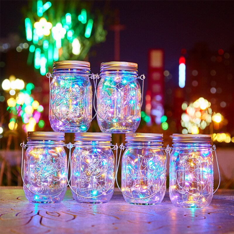Hanging Jar Lights | Solar Glass Jar Multicolour Light