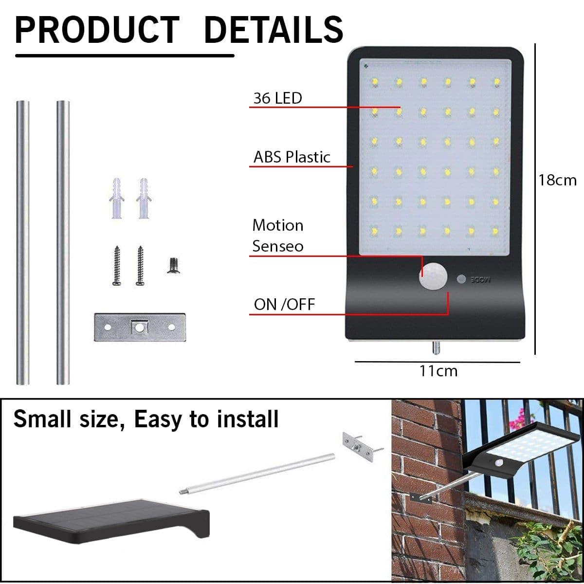 Solar 36 Led Motion Sensor Light With Pole