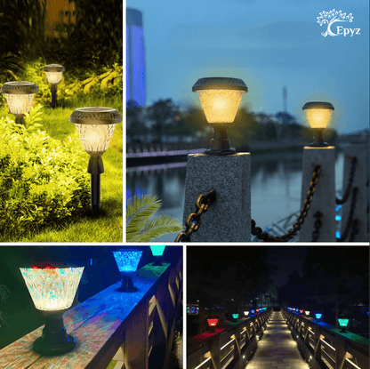 Solar Pillar Lights | Led Round Pillar Lights In Multicolor