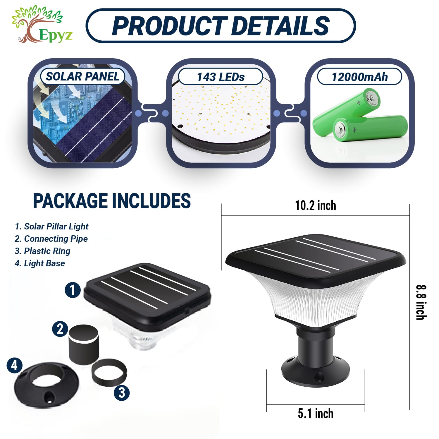 Modern Outdoor Pillar Lights | Solar Square Pillar Light – Solar For Nature